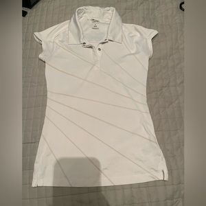 Adidas Climalite White and Brown Striped Golf Shirt